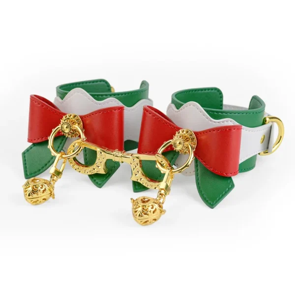 Anesidora Christmas Leather Hand and Leg Cuffs