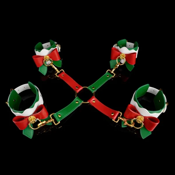 Anesidora Christmas Leather Hand and Leg Cuffs