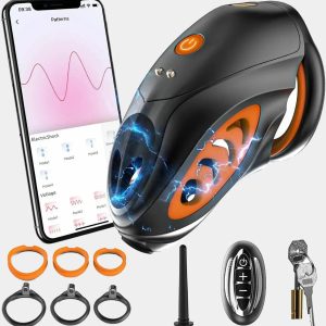 Apex-1 - Electric Shock Chastity Cage with 6-Rings