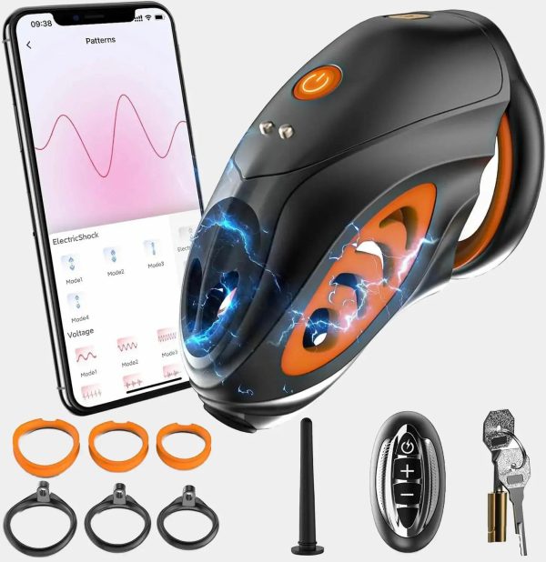 Apex-1 - Electric Shock Chastity Cage with 6-Rings