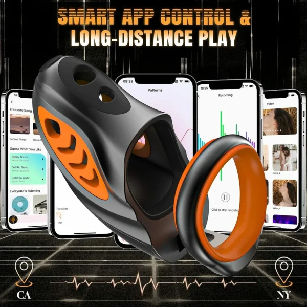 Apex-1 - Electric Shock Chastity Cage with 6-Rings