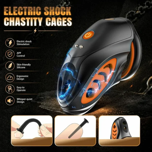 Apex-1 - Electric Shock Chastity Cage with 6-Rings