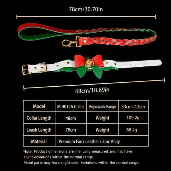 Christmas Theme Bondage Collar With Leash