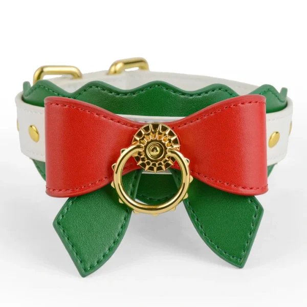 Christmas Theme Bondage Collar With Leash