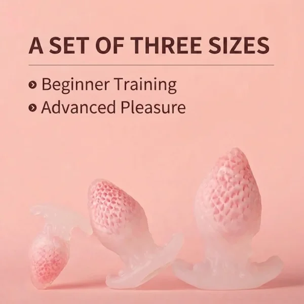 Ice Strawberry - 3-Piece Silicone Butt Plug