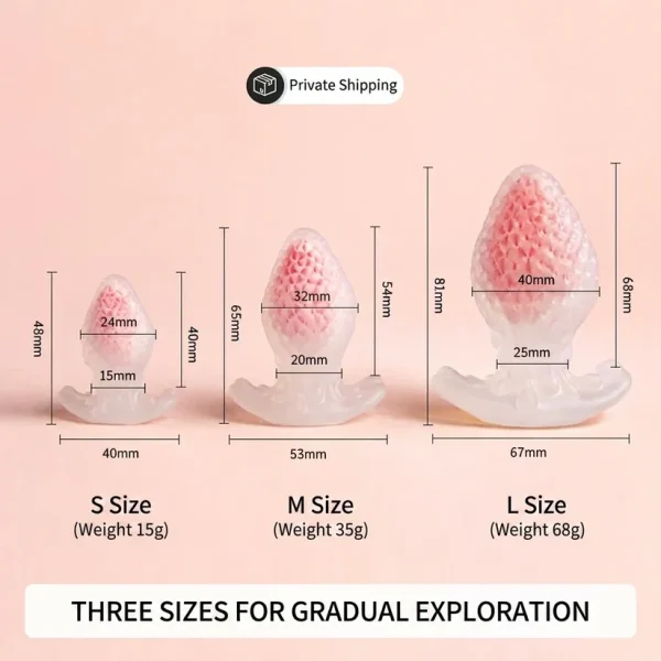 Ice Strawberry - 3-Piece Silicone Butt Plug