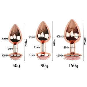 Rose Gold Flower Metal Butt Plug Set (2)