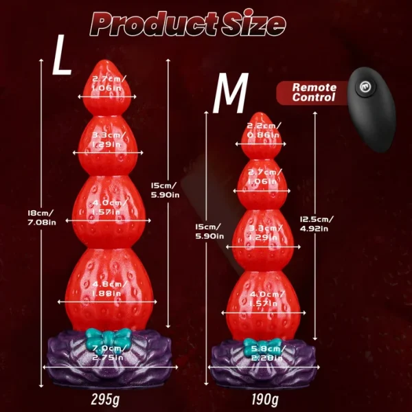 Strawberry Vibrating Dildo - Beads Design