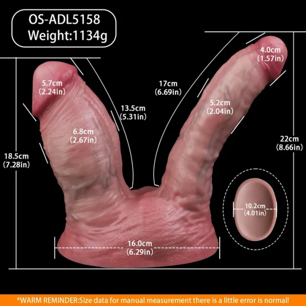 Suction Cup Double Head Dildo - Realistic Veins