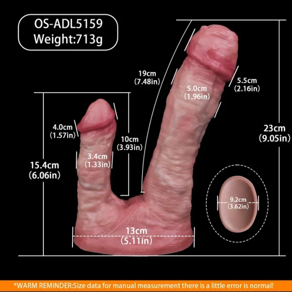 Suction Cup Double Head Dildo - Realistic Veins
