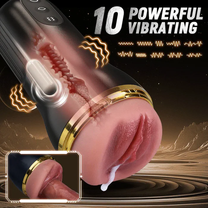 XV6 10 Vibrating Pocket Vagina With 3D Textured