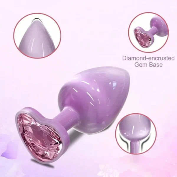 Amethyst Heart -  Crystal Metal Plug Set