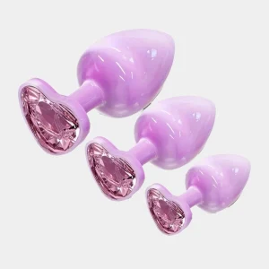 Amethyst Heart -  Crystal Metal Plug Set