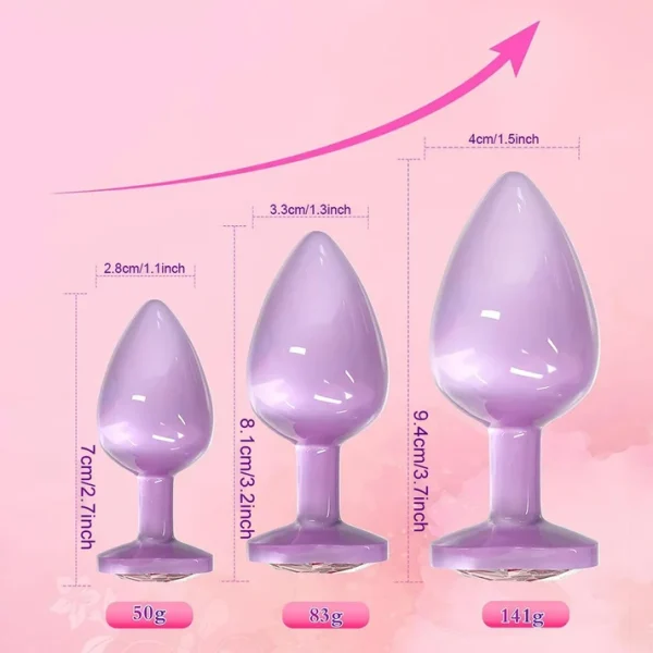 Amethyst Heart -  Crystal Metal Plug Set