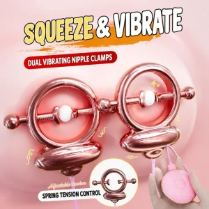 Mistress Halo - Vibrating Spring Nipple Clamps With Collar