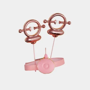 Mistress Halo - Vibrating Spring Nipple Clamps With Collar