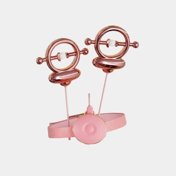 Mistress Halo - Vibrating Spring Nipple Clamps With Collar