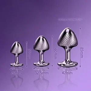 Mushroom - Metal Ribbed Butt Plug With Gem Design