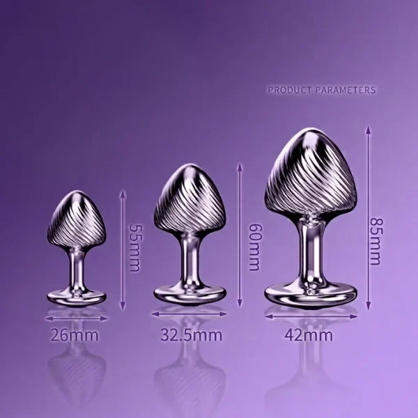 Mushroom - Metal Ribbed Butt Plug With Gem Design
