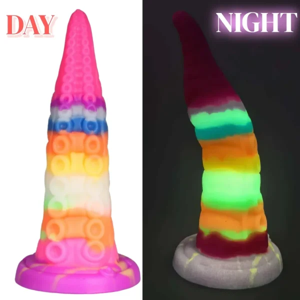 Rainbow Octopus - Glow in the Dark Tentacle Dildo