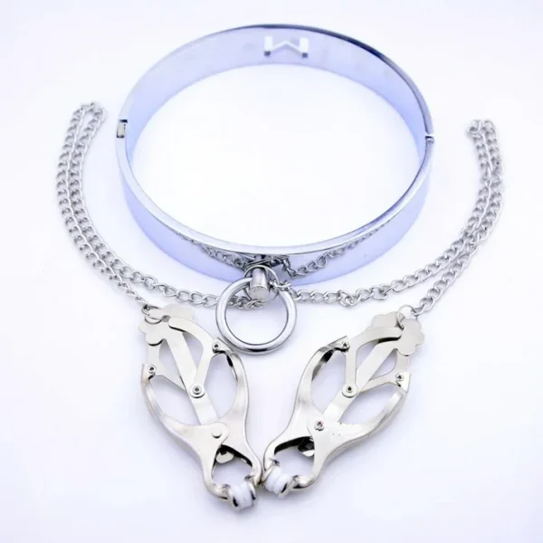 Anesidora Metal Collar With Nipple Clamps