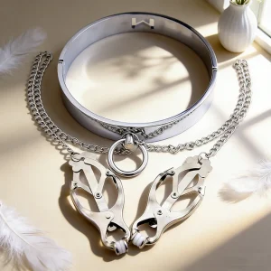 Anesidora Metal Collar With Nipple Clamps