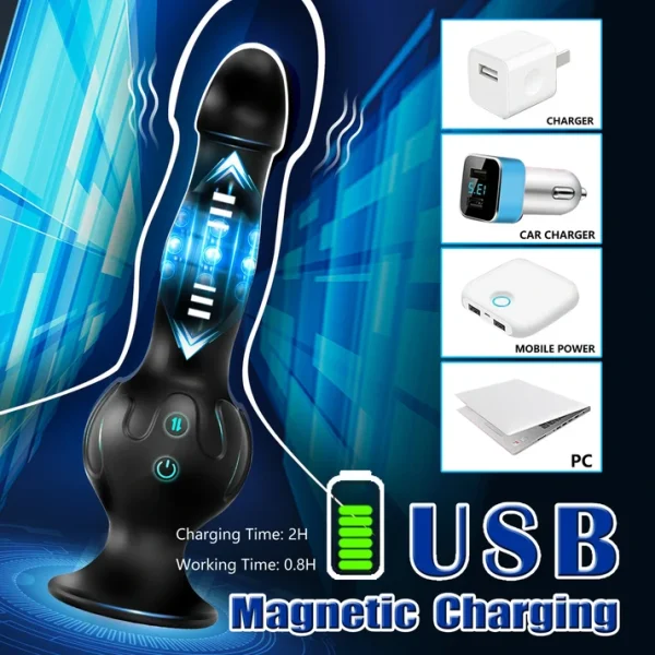 Black Rocket - Thrusting Anal Plug with Suction Cup