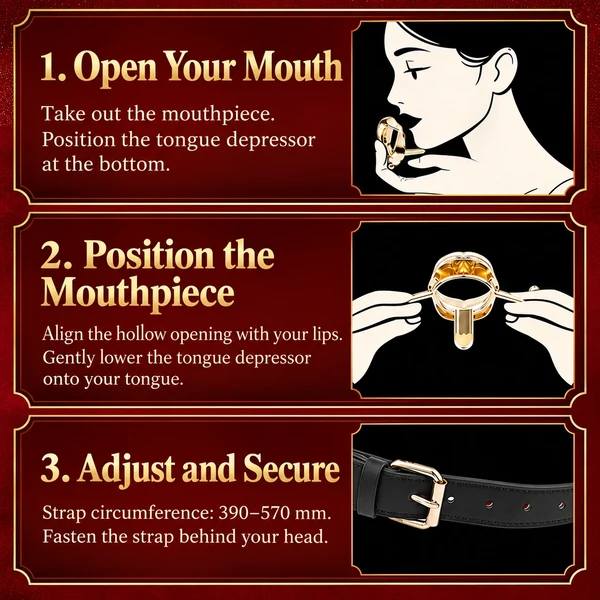 Gold Tone - Leather Open Mouth Gag