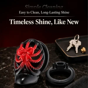 High Heel - Chastity Cage with 5 Base Ring