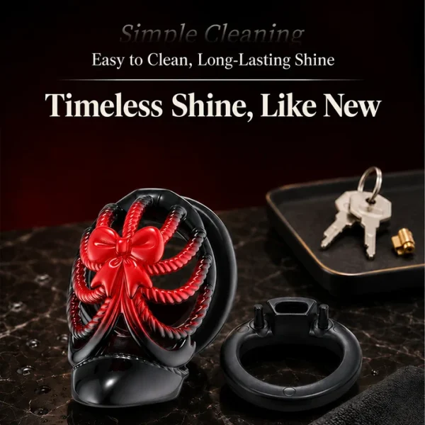 High Heel - Chastity Cage with 5 Base Ring