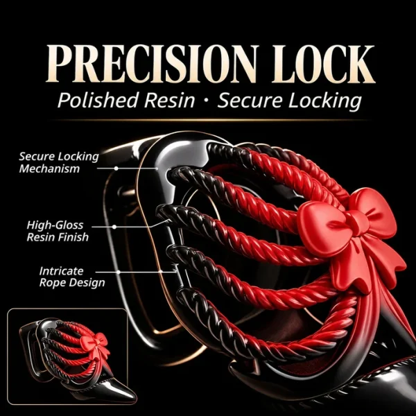 High Heel - Chastity Cage with 5 Base Ring